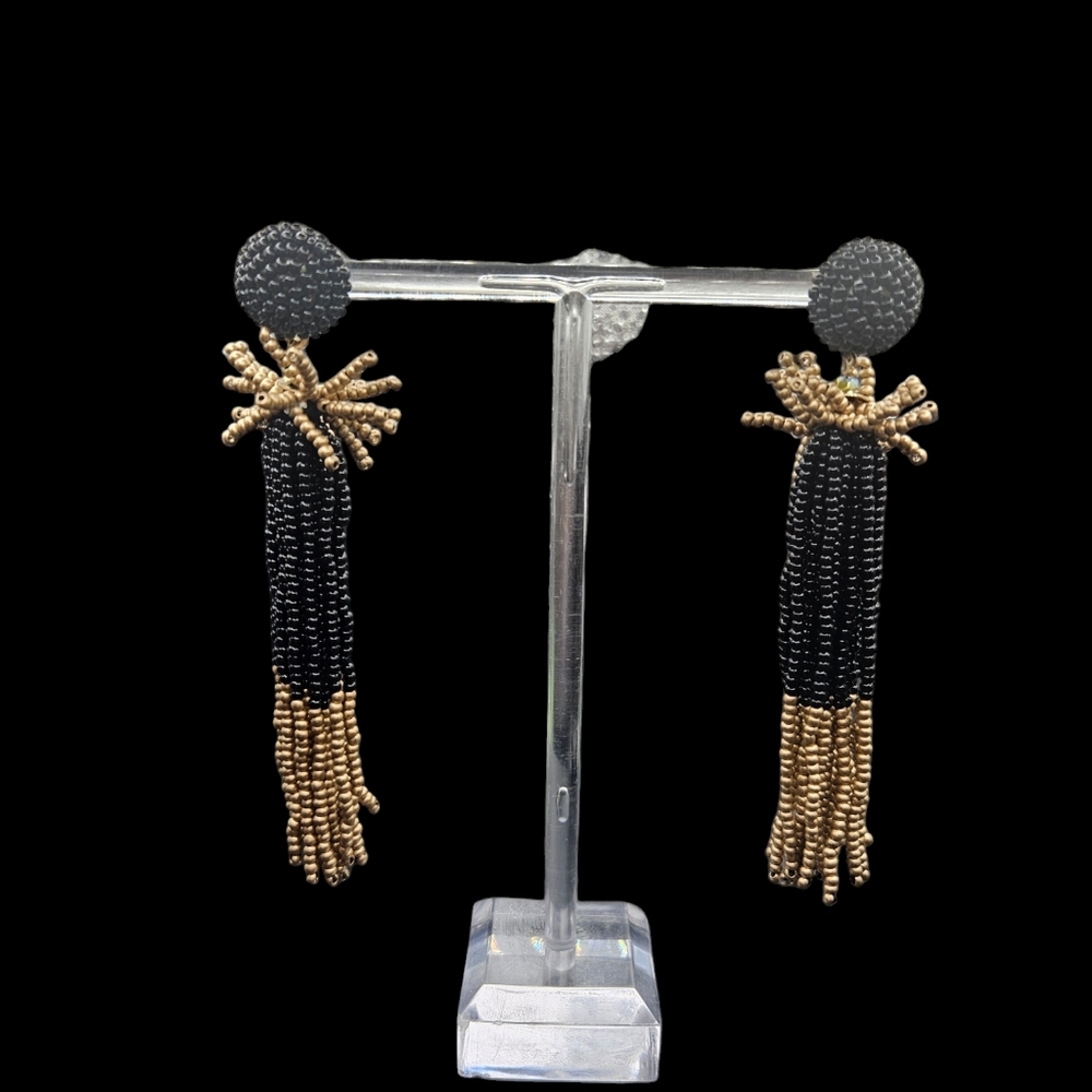Black and Gold Bead Earrings